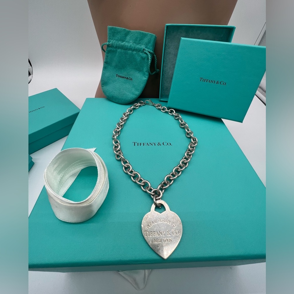 🔴Authentic EXTRA LAEGE TIFFANY & CO Vintage RTT Heart Pendent Link Necklace 🔴 - Picture 11 of 14